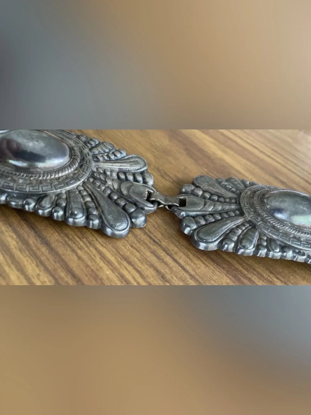 ESCADA Women’s Gun Metal Vintage Ornate Concho Belt Made in Spain HEAVY!!